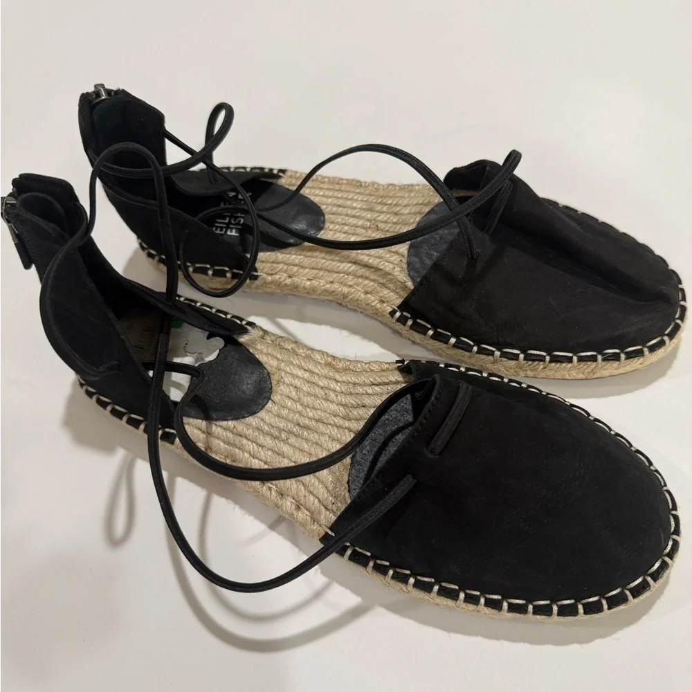 Eileen Fisher, black suede cross trap Spadrille. Flats 5.5 NWT.